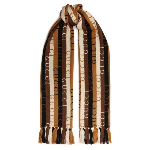 Gucci 634166 4GB22 SC Woodstripes Wool Scarf, 37cm X 180cm - Picture 1 of 16
